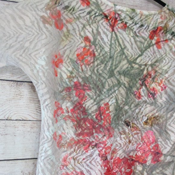 Chico's Semi Sheer Floral Print Lace Blouse Top - Picture 4 of 10